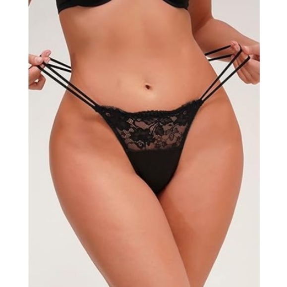 Milumia Women Lace Sexy Panties Underwear G-String Thongs Black - Picture 5 of 7